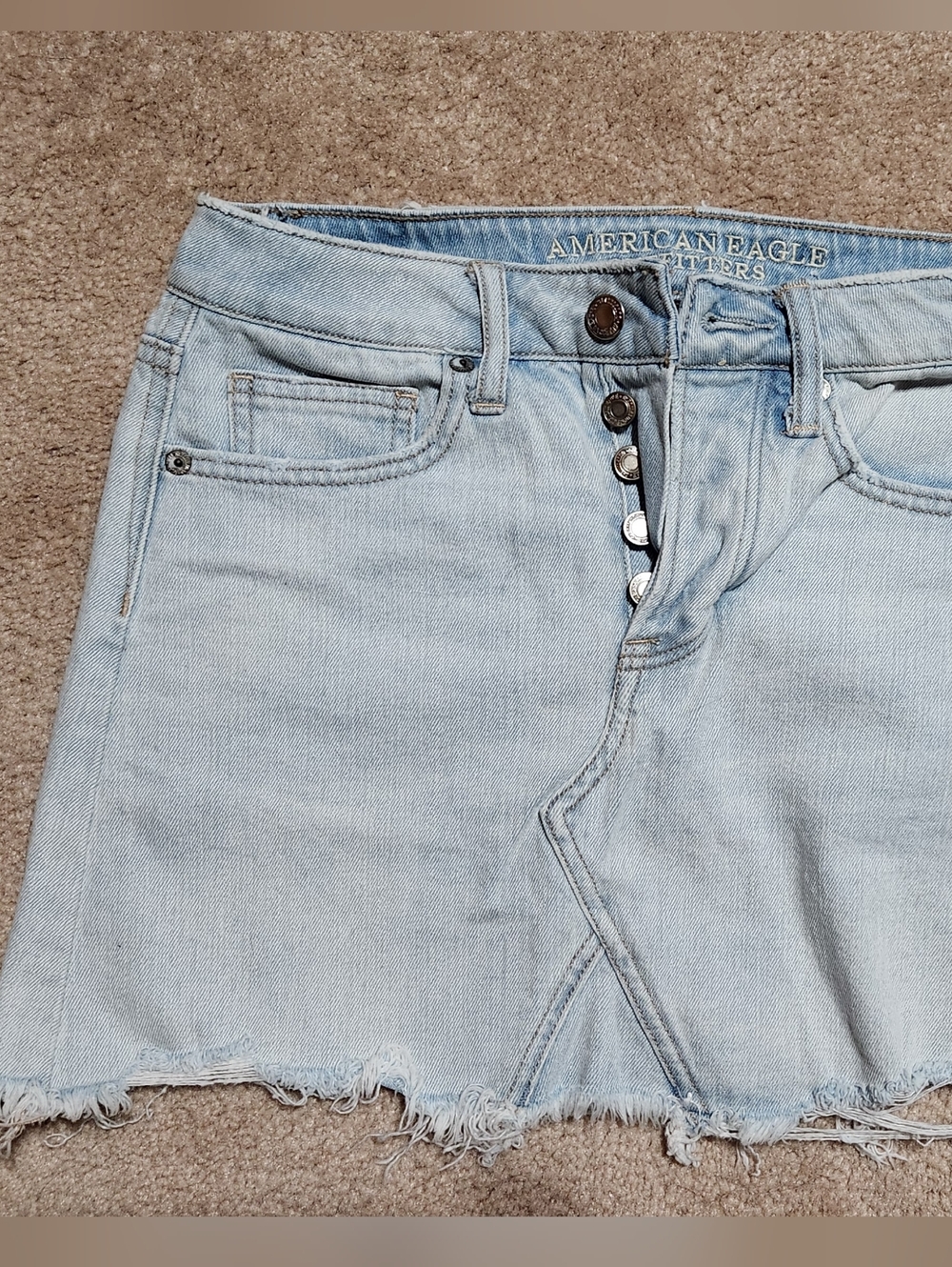 American Eagle Outfitters Pale Blue Button-Fly Denim Skirt